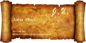 Jahn Ubul névjegykártya